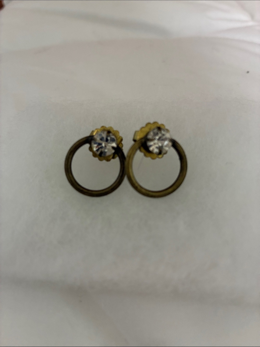 Anthropologie Gold-Tone Crystal Hoop Stud Earrings